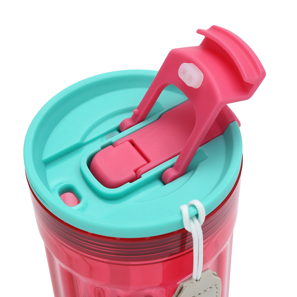 Leak Proof 16oz Jelly Plastic Coffee Mug with Straw and Flip Lid For Cold Drinking and Travel_ miki