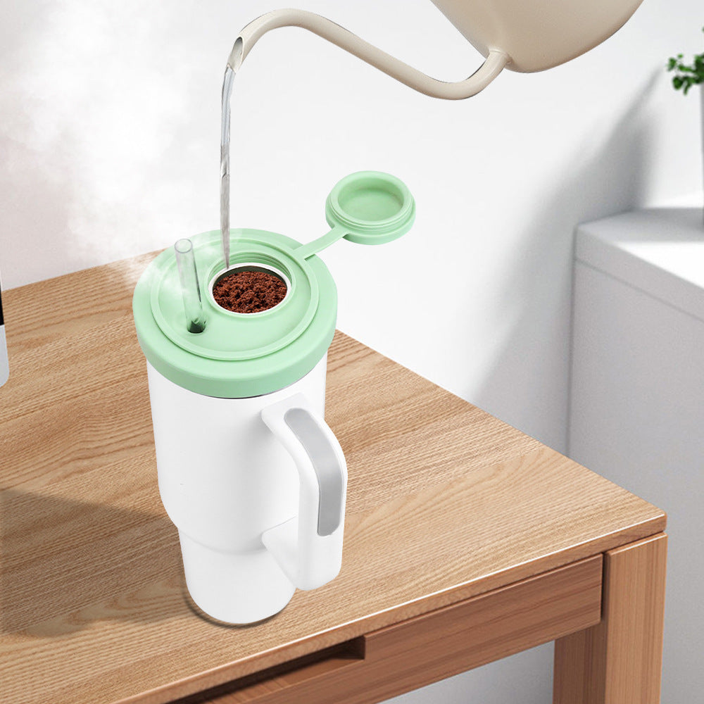 40oz tumbler Leak proof silicone lids with pillbox and Infuser for tea/coffee_miki