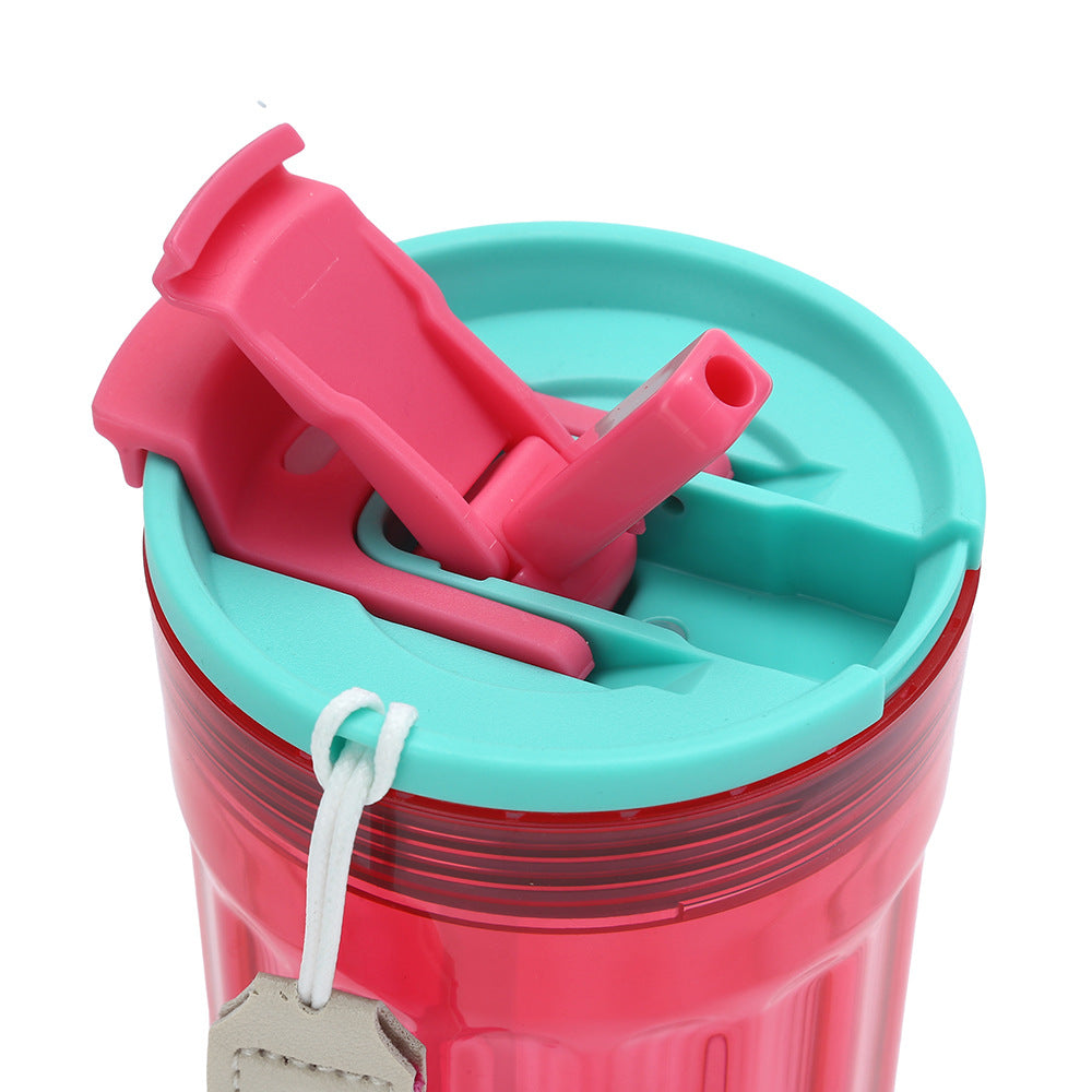 Leak Proof 16oz Jelly Plastic Coffee Mug with Straw and Flip Lid For Cold Drinking and Travel_ miki