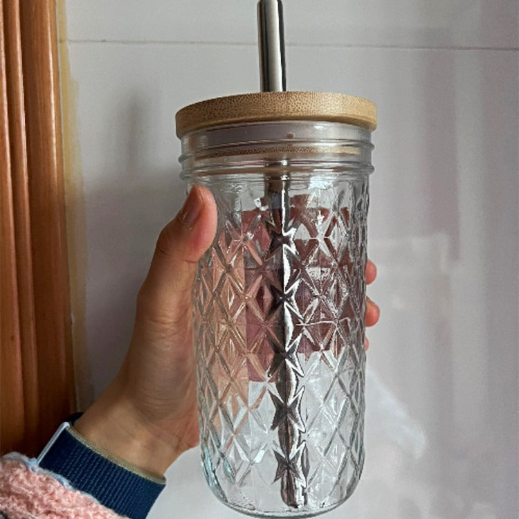 Ball Wide Mouth Glass Mason Jars With Bamboo Lid And Stainless Steel Straws For Smoothies, Milk Shakes, Iced Coffee_ miki