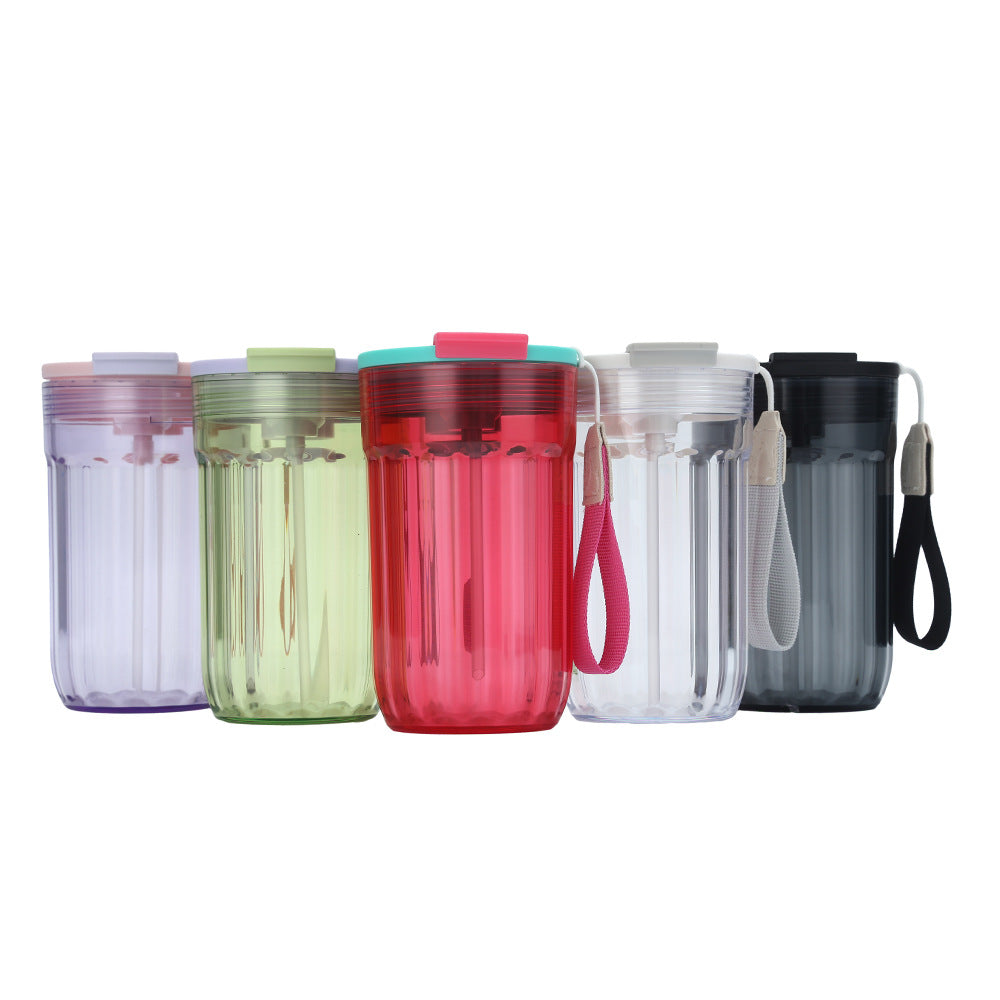 Leak Proof 16oz Jelly Plastic Coffee Mug with Straw and Flip Lid For Cold Drinking and Travel_ miki