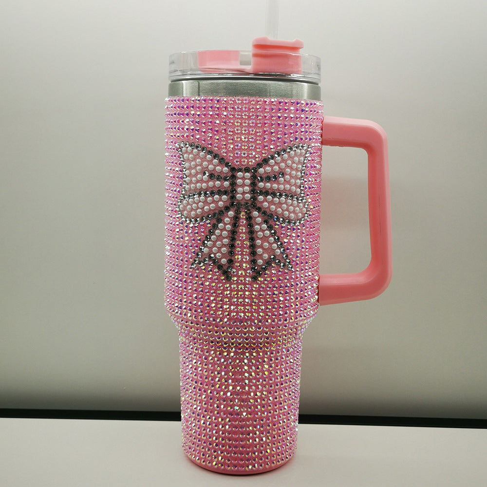 Pink Bow 40oz rhinestone bling tumbles_miki