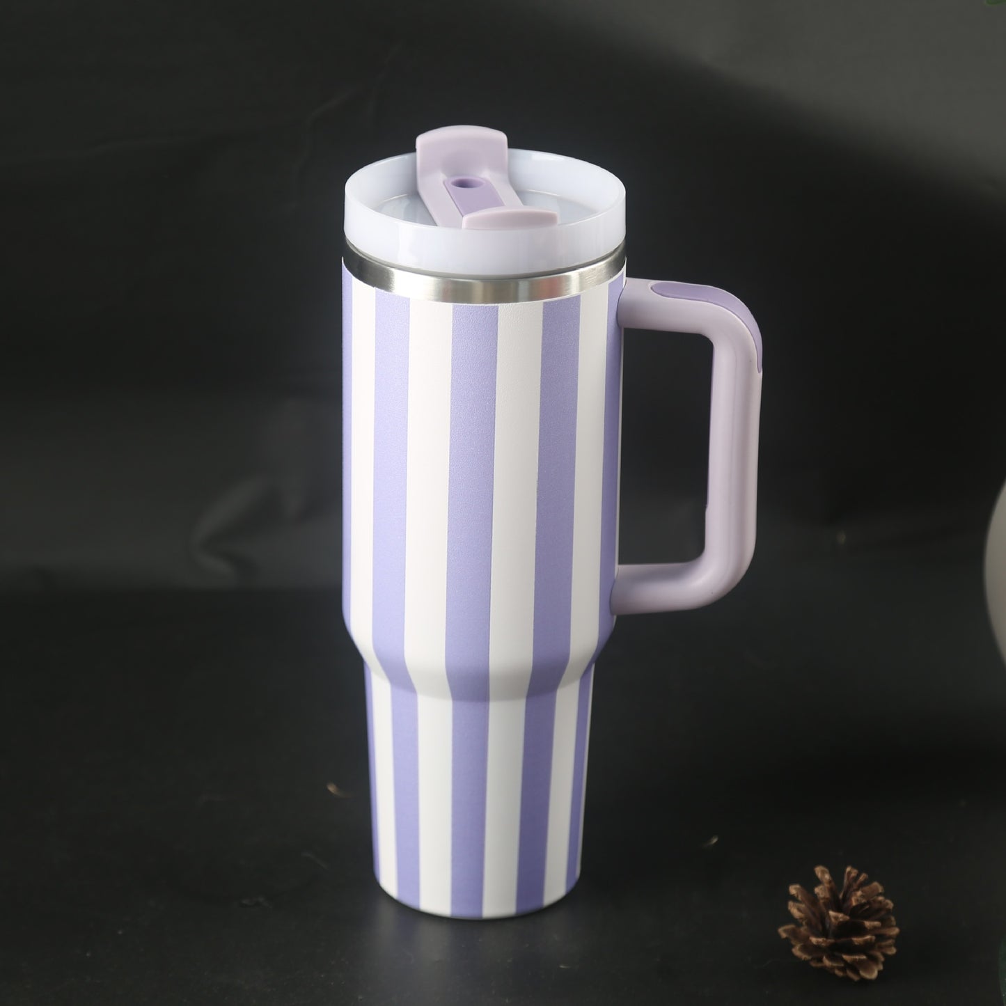 Striped 40oz Stainless Steel Quencher Tumblers with Lid and Removable Handle_ miki