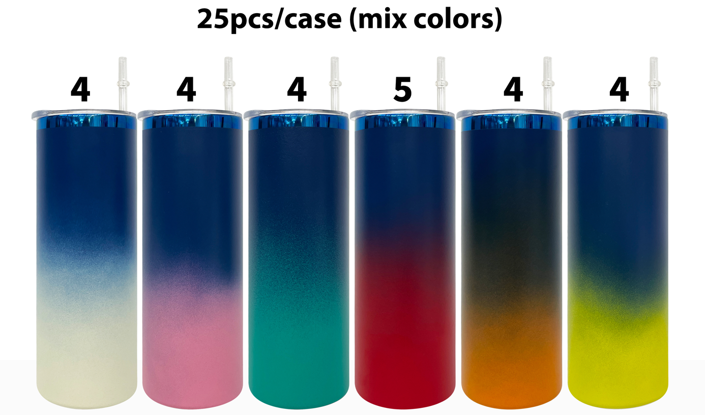 USA RTS_ Ombre Powder Coated 20oz Mirror Blue Underneath Straight Stainless Steel Tumblers for Laser Engraving_ miki