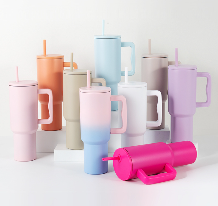 USA RTS_ Powder coated H3.0 Simple Model 40oz Quencher Tumblers with Handle and Lid for Laser Engraving _miki