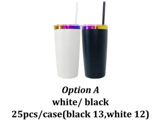 USA RTS_ Powder Coated 20oz Rainbow Case Car Tumbler With Lid and Colored Straw for Laser Engraving_miki