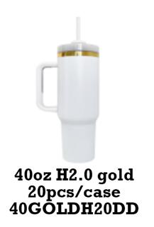 USA RTS_ H2.0 Powder Coated 40oz Gold Plated Tumbler For Laser Engraving _miki