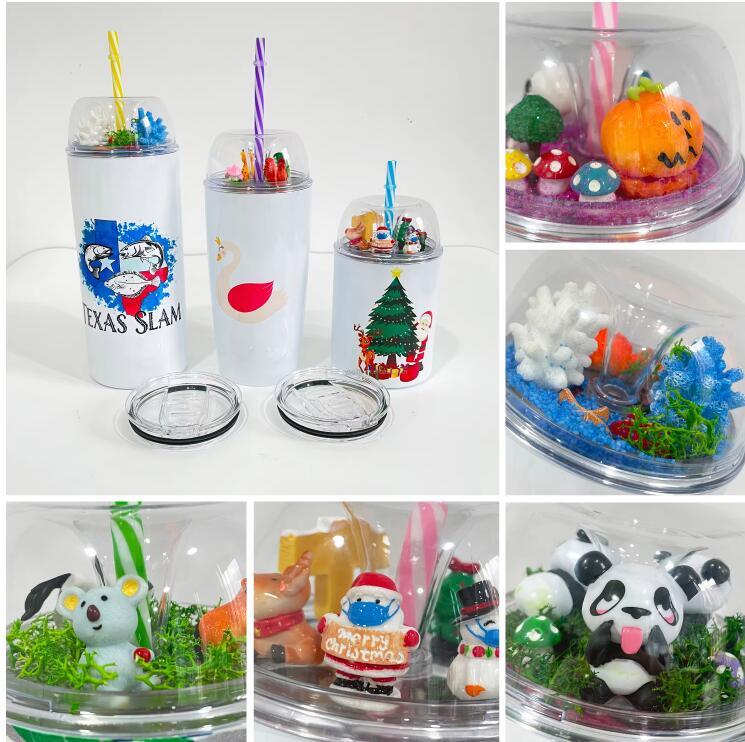 USA RTS_ White Sublimation 20oz Dome Tumbler With 2 lids And Colored Straw_ miki