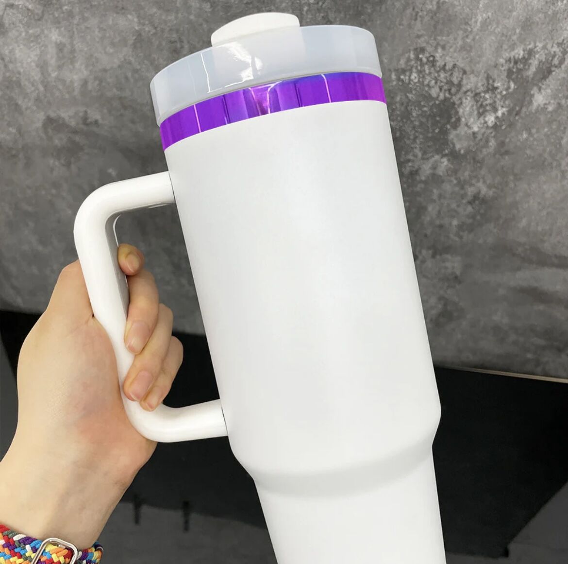 Mirror Purple Pink Underneath Powder Coated 40oz Quencher Tumbler For Laser Engraving_miki