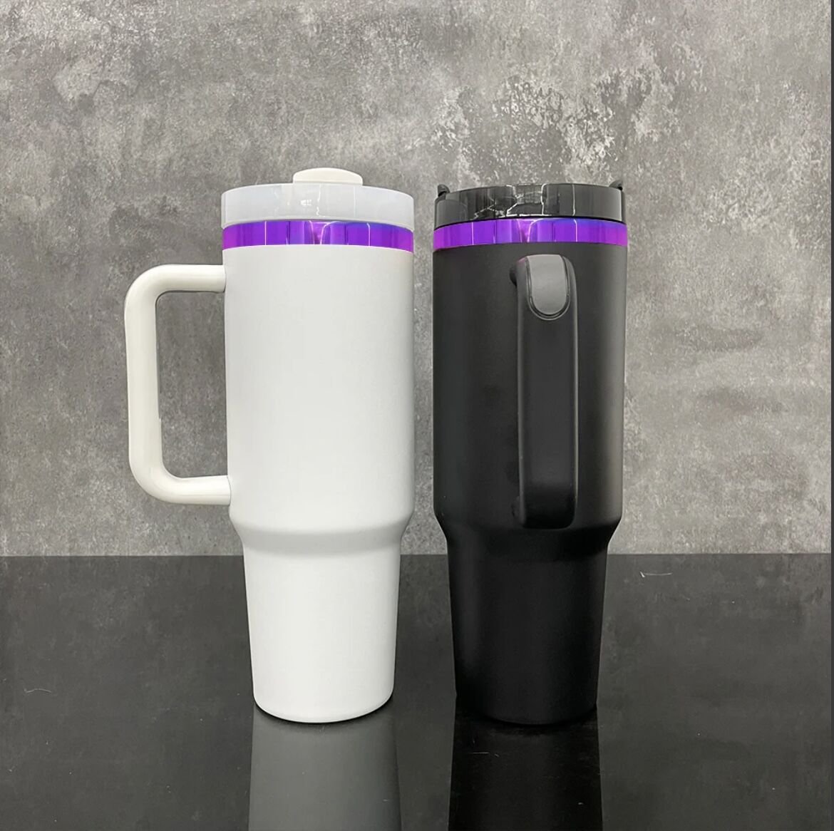 Mirror Purple Pink Underneath Powder Coated 40oz Quencher Tumbler For Laser Engraving_miki