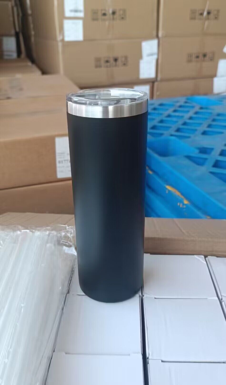 powder coated 20oz straight skinny tumbler with lid and straw regular color for engraving_miki