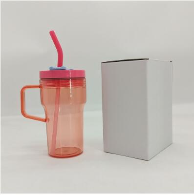 20oz kids jelly plastic mug with handle and straw lid_miki