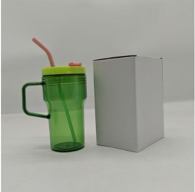 20oz kids jelly plastic mug with handle and straw lid_miki