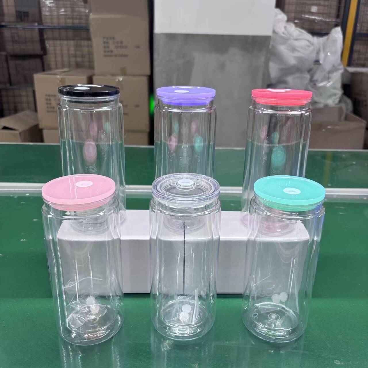 USA RTS_ 20oz outer 16oz inner plastic snowglobe can with colored lids and straws,pre drilled with plug_miki