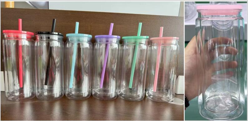 USA RTS_ 20oz outer 16oz inner plastic snowglobe can with colored lids and straws,pre drilled with plug_miki