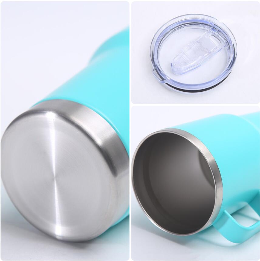 powder coated Yeti-style 30oz stainless steel mug with handle and sliding lid_Miki