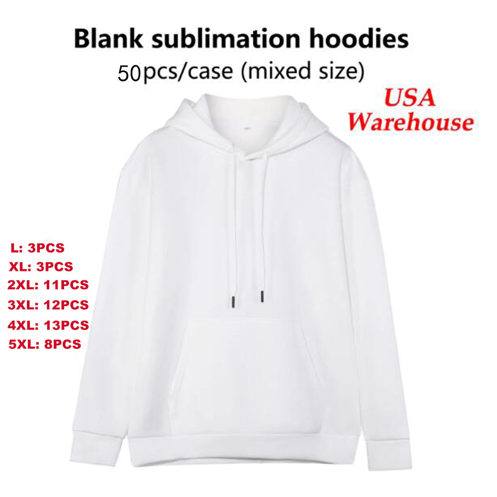 USA RTS_White Sublimation Blanks Hoodies for Men and Women Mix Sizes_miki