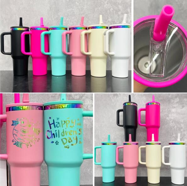 Leak Proof Rainbow Plated H2.0 40oz Quencher Tumblers With Lid and Straw Powder Coated for Laser Engraving_miki