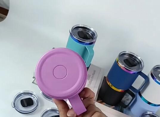 12oz Rainbow Plated Yeti Style Powder Coated Mugs With Handle And Magnetic Lid For Laser Engraving_miki
