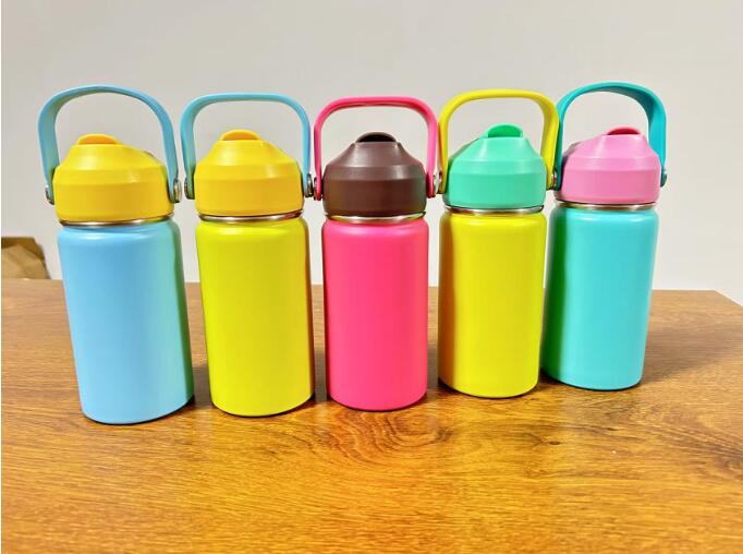 Powder Coated 12oz-40oz Water Bottles with Flip Straw and Top Handle For Laser Engraving_ miki