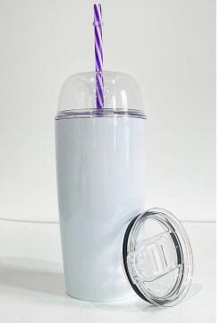 USA RTS_ White Sublimation 20oz Dome Tumbler With 2 lids And Colored Straw_ miki