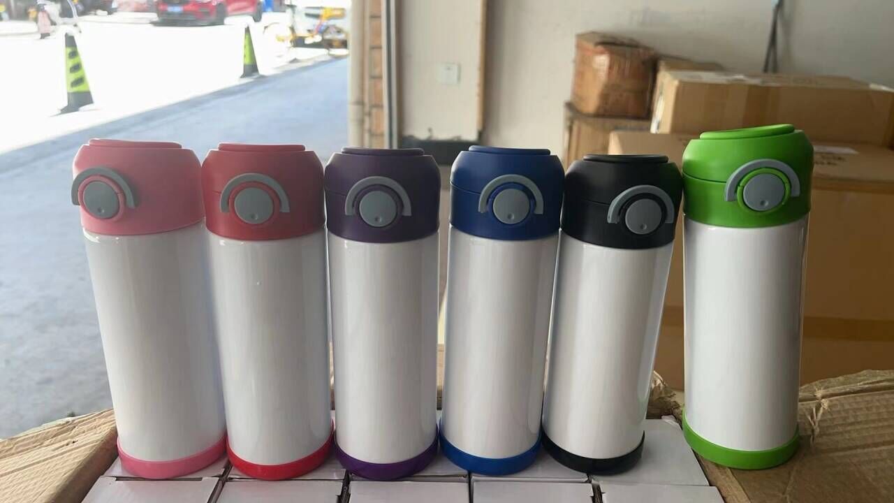 Sublimation 12oz flip straw kids water bottles_miki