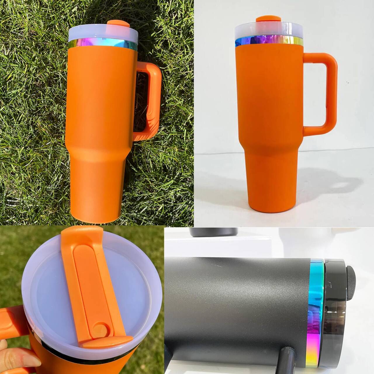🎃Halloween glow in dark rainbow plated H2.0 40 quencher tumblers with lid and straw for laser engraving/sublimation_miki