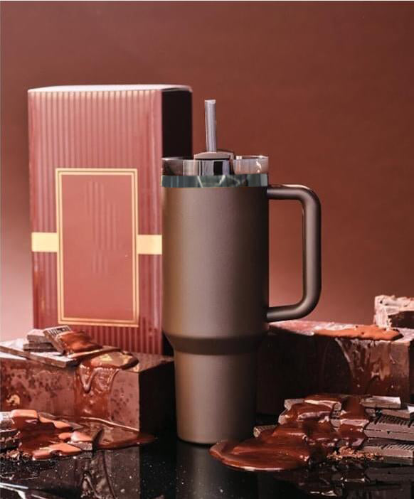 USA RTS_ Mirror Black Plated Chocolate Brown Powder Coated 40oz Quencher Tumbler For Laser Engraving _miki