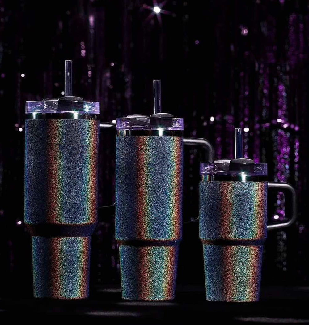 USA RTS_ Midnight Glitz Shimmer Black Plated 14oz 30oz 40oz Quencher Tumbles With Lid And Handle For Laser Engraving_ mik