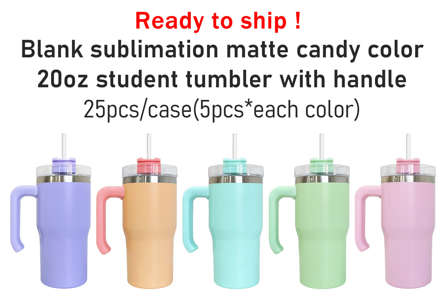 🔥USA RTS sublimation matte 20oz kids tumblers with handle_miki