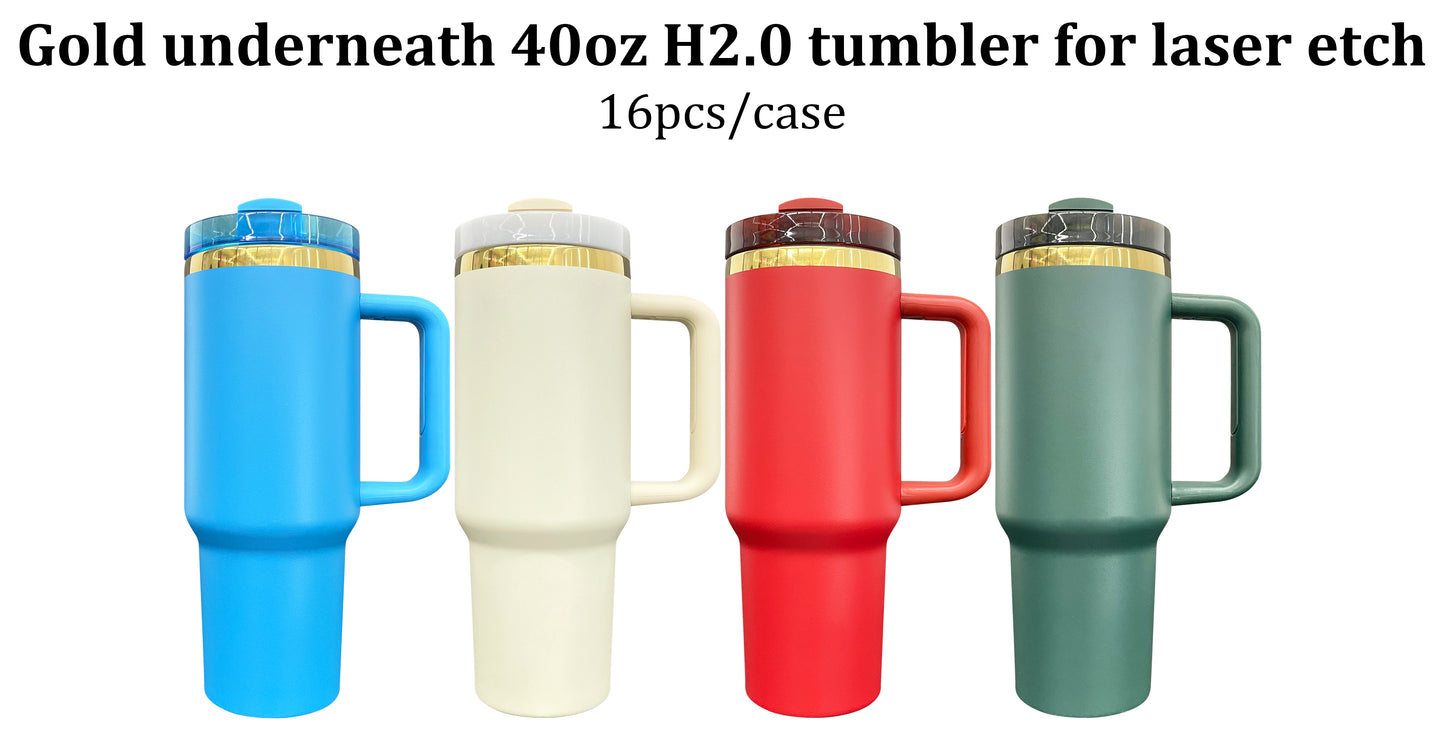 USA RTS_ Gold underneath Christmas colors powder coated H2.0 40oz quencher tumblers with lid and straw for laser engraving_miki