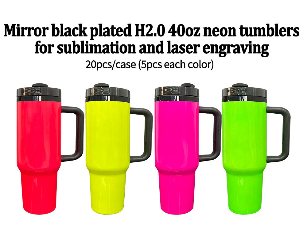 sublimation neon colored black underneath H2.0 40oz quencher tumbler with lid and straw for laser engraving_miki