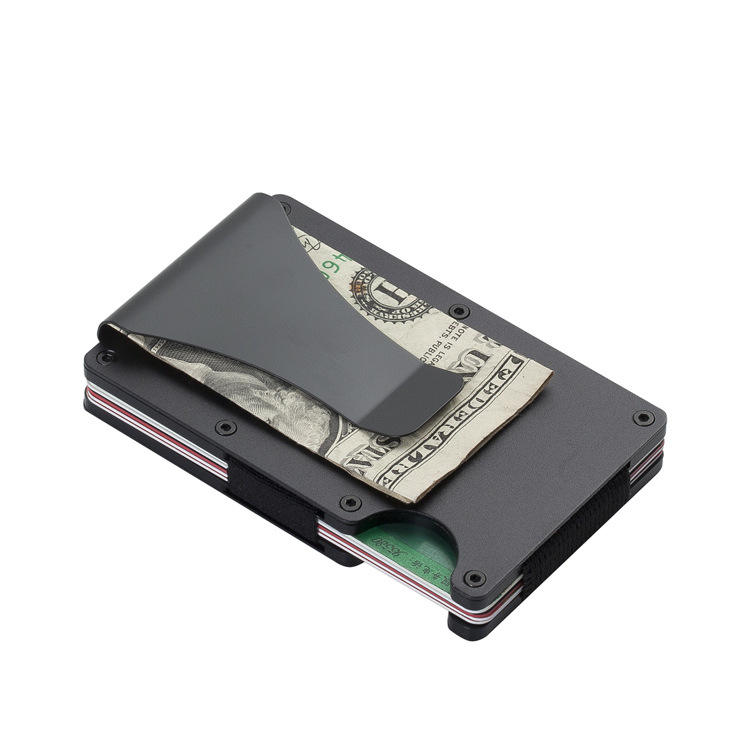 Slim Metal Wallet Minimalist Credit Card Holder with RFID Blocking and Aluminum Money Clip for Men Gifts _ miki