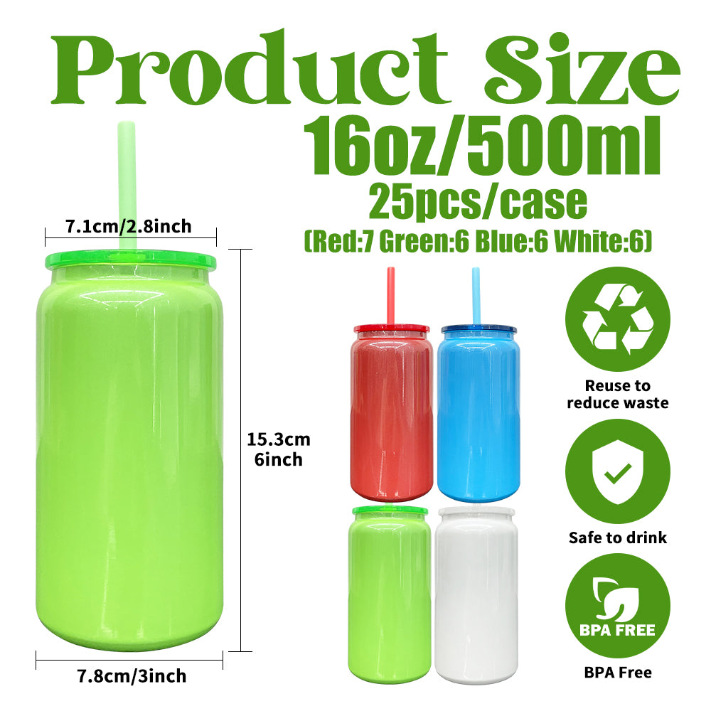 Xmas glossy sublimation 16oz vacuum insulated stainless steel can with colored pp lid and straw_miki