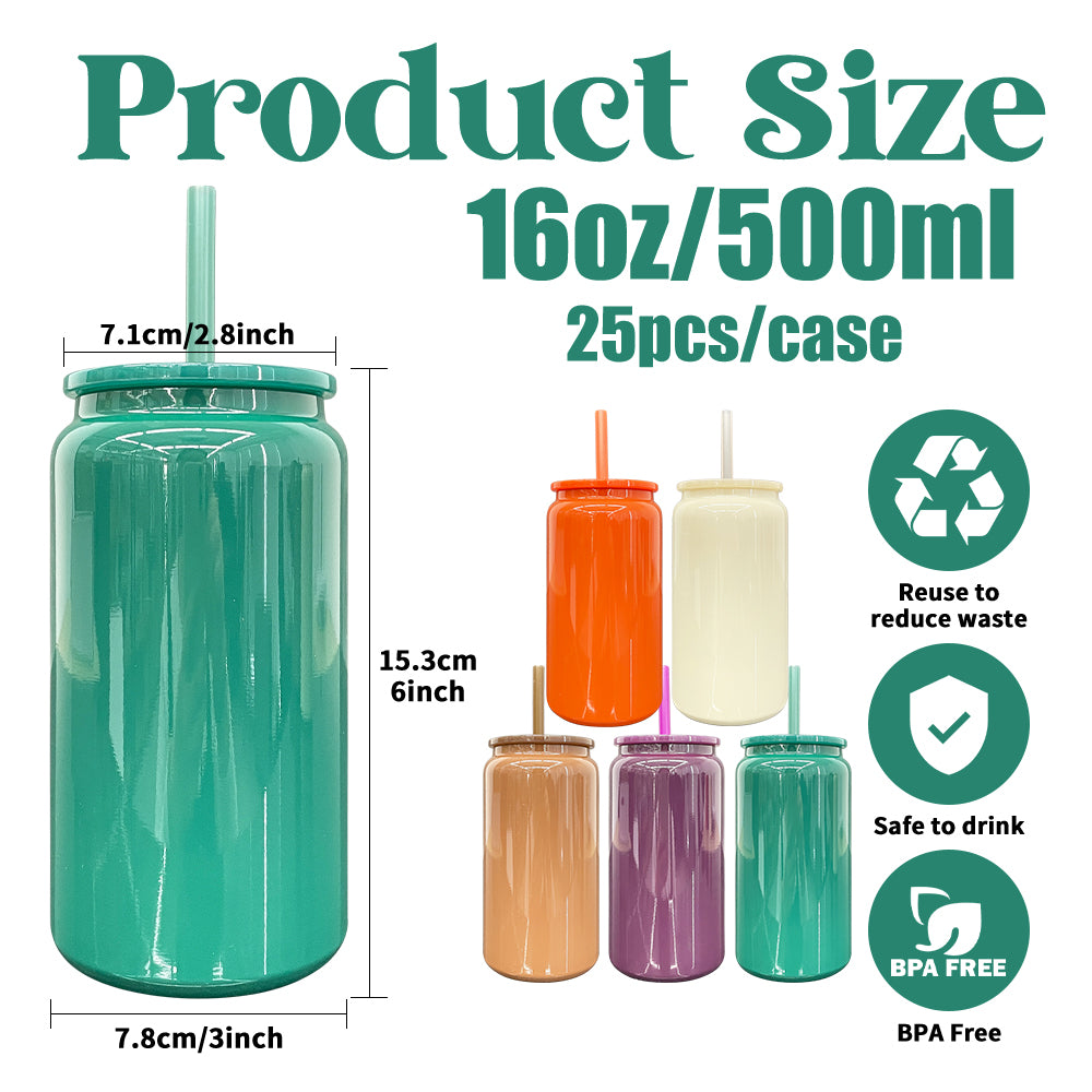 sublimation winter colors 16oz stainless steel can with colored lid and straw for laser engraving/UV DTF_miki