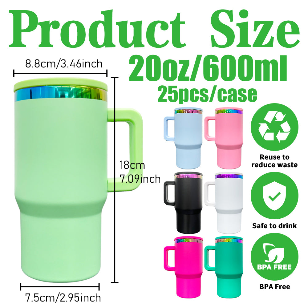 USA RTS_ Rainbow plated kids 20oz tumblers with leak-proof lid and removable handle for laser engraving_miki
