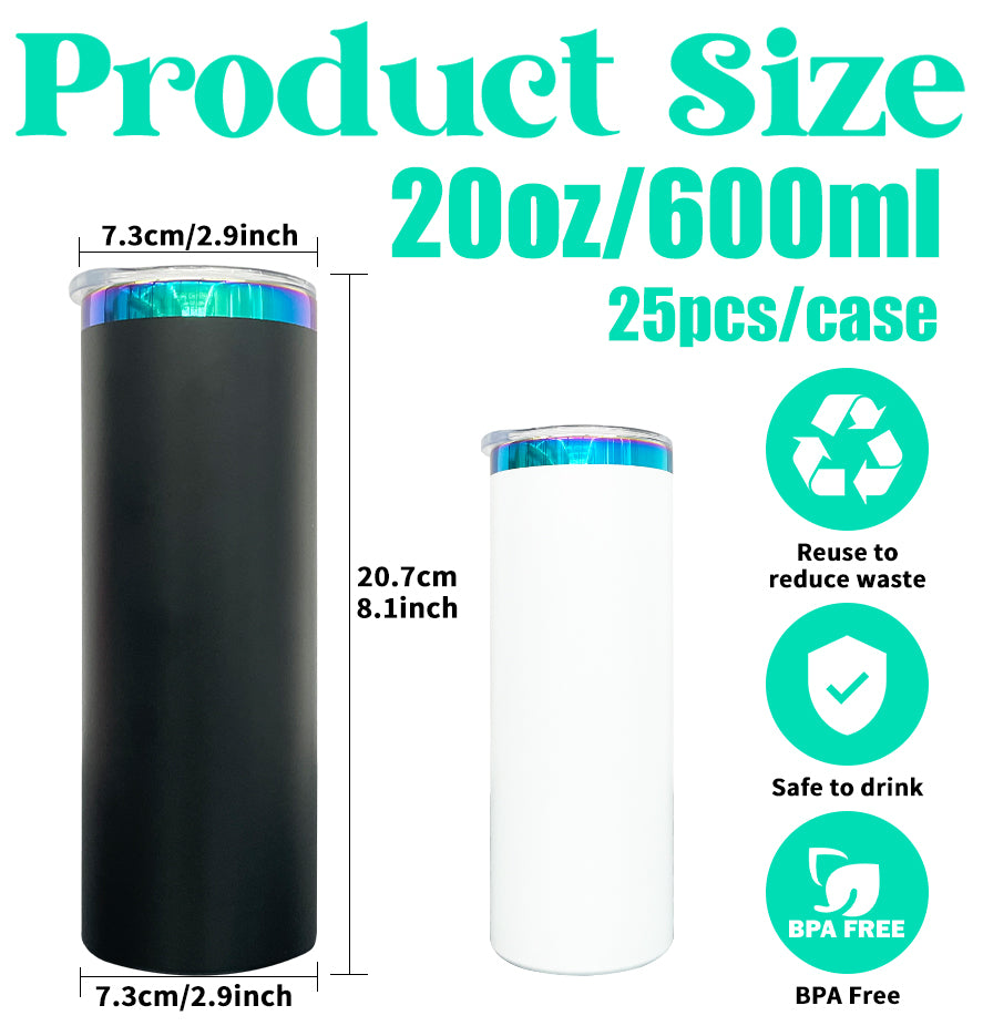 powder coated 20oz green plated straight tumblers with leak proof lid and colorful straws_miki