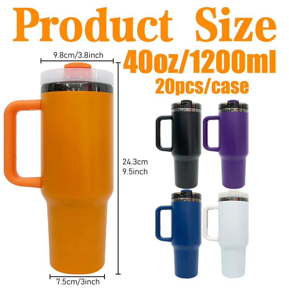 Halloween Colors Powder Coated Black Plated 14oz 40oz Tumblers with Lid and Removable Handle for Laser Engraving _miki