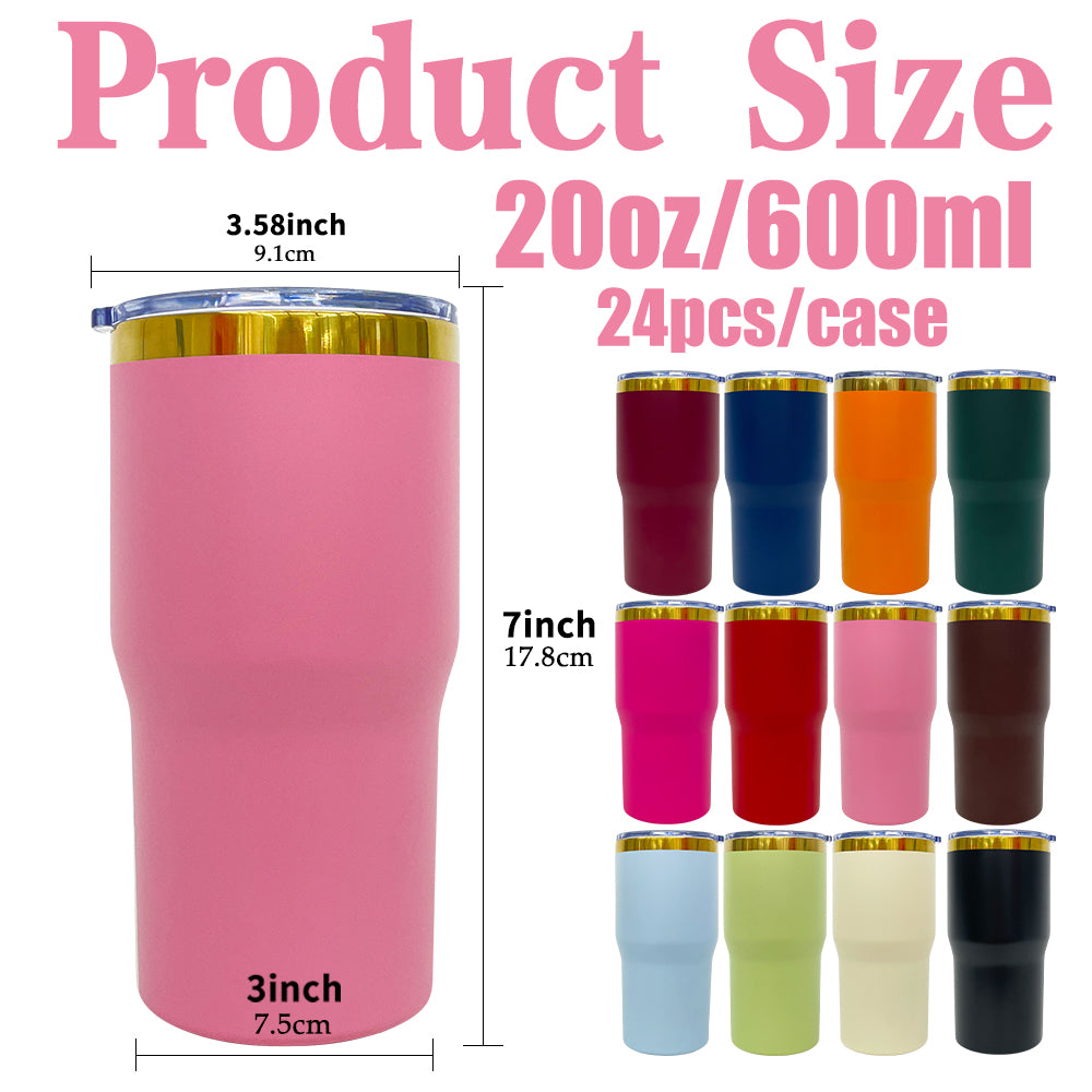 Mirror Gold Plated 20oz Powder Coated Coffee Travel Mug with Leak Proof Slide Lid for Laser Engraving_ miki