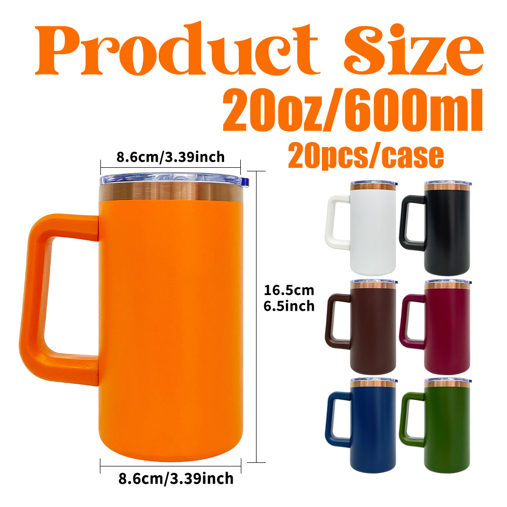 USA Presale_ 20oz Copper/ Rainbow Plated Stainless Steel Coffee Mugs with Removable Handle and Slide Lid for Laser Engraving_ miki