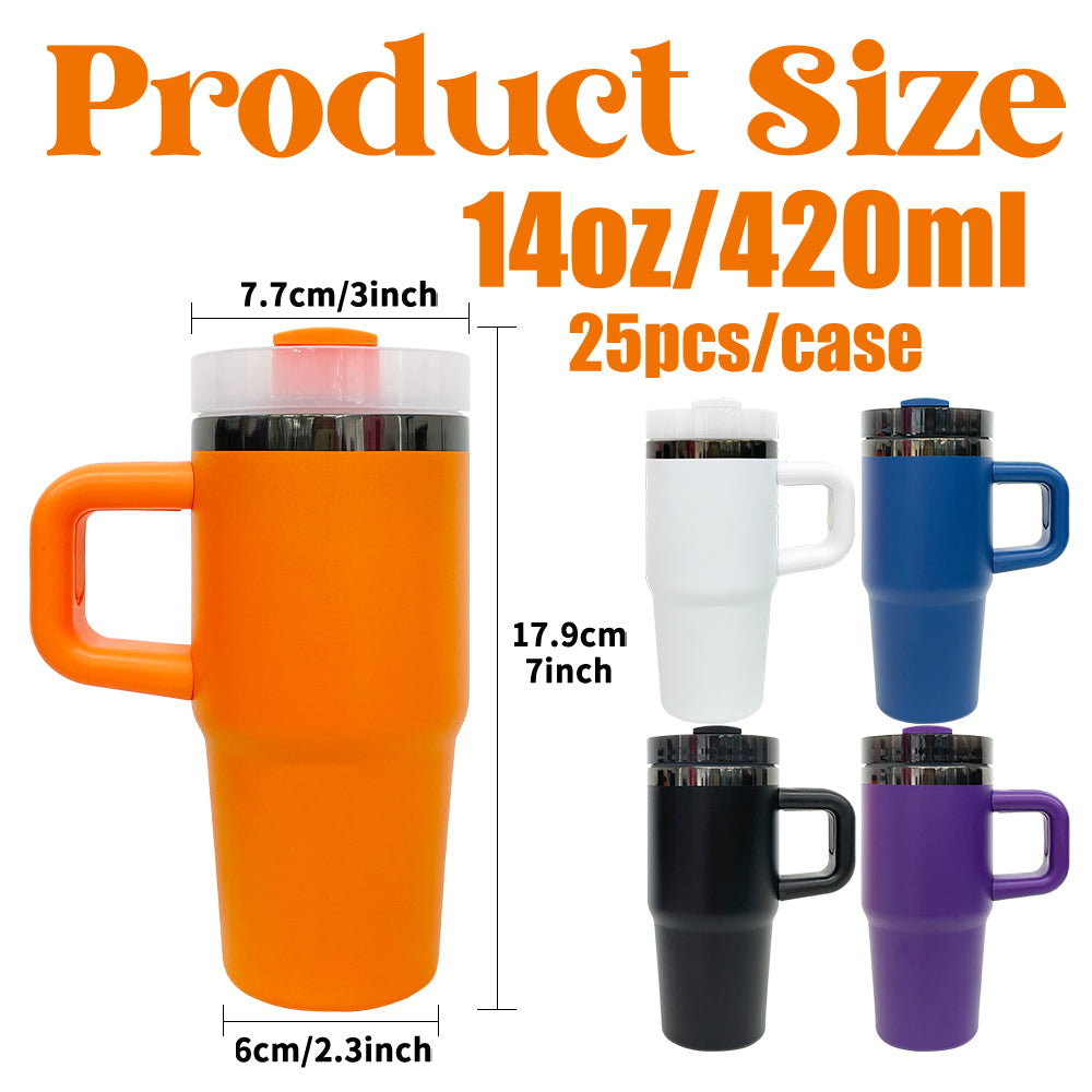 Halloween Colors Powder Coated Black Plated 14oz 40oz Tumblers with Lid and Removable Handle for Laser Engraving _miki