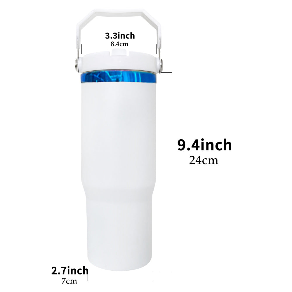 Blue underneath powder coated 30oz flip straw water bottle for laser engraved_miki