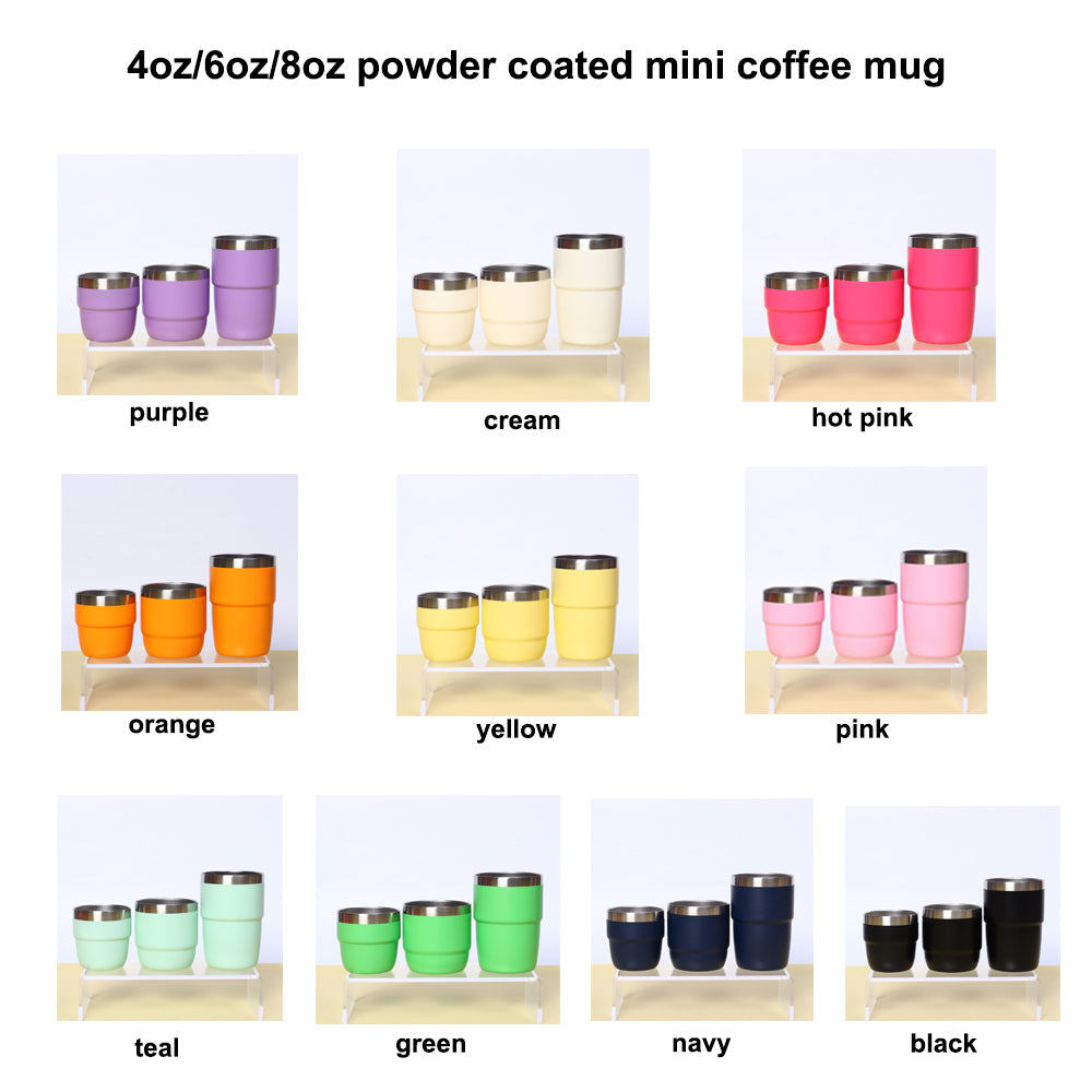 Yeti Style 4oz/6oz/8oz Powder Coated Mini Insulated Coffee Mug With Magnetic Lid For Laser Engraving_miki