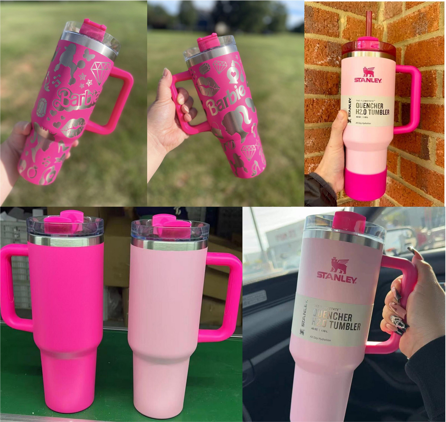 Powder Coated Flamingo Color 40oz Pink and Hot Pink Tumblers for Laser Engraved_ miki