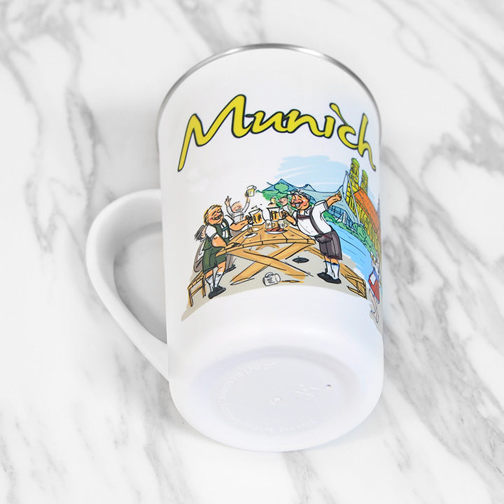 Sublimation White 17oz Cone Stainless Steel Coffee Mug With Handle For Hot And Cold Drinking_ miki