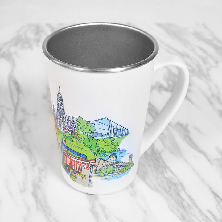 Sublimation White 17oz Cone Stainless Steel Coffee Mug With Handle For Hot And Cold Drinking_ miki