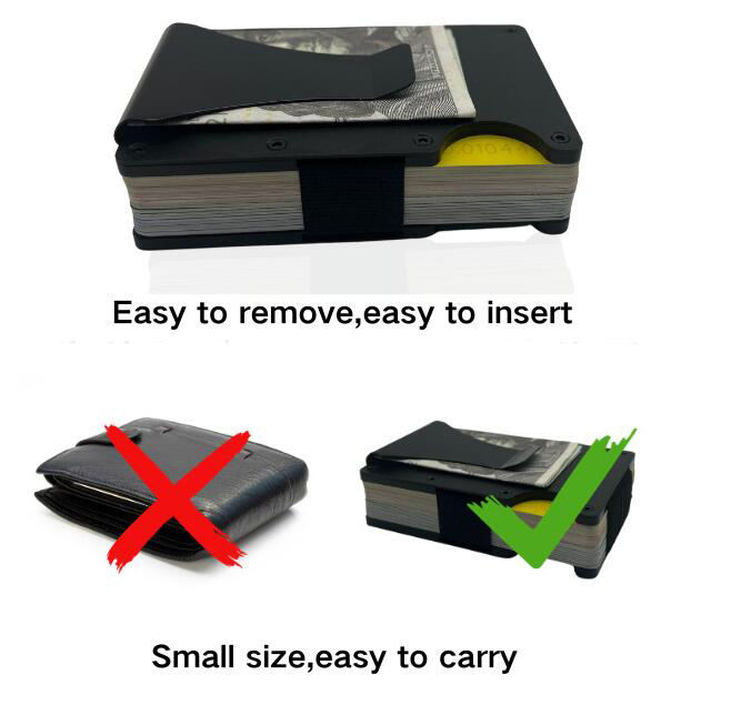 Slim Metal Wallet Minimalist Credit Card Holder with RFID Blocking and Aluminum Money Clip for Men Gifts _ miki