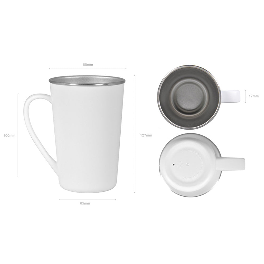 Sublimation White 17oz Cone Stainless Steel Coffee Mug With Handle For Hot And Cold Drinking_ miki