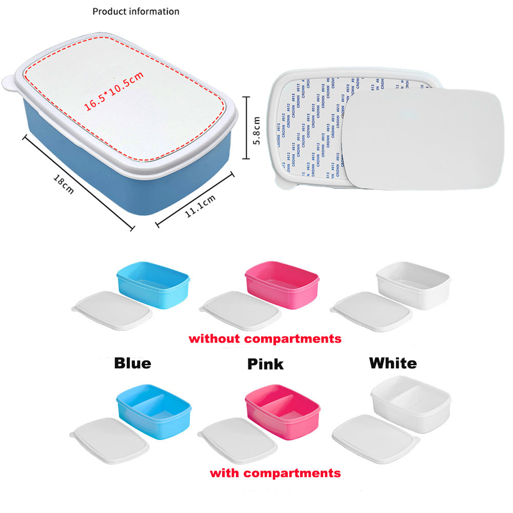 Sublimation Lunch Box Kids Food Grade Plastic Bento Box with Compartment Bpa-free Food Containers for School, Work, Picnic_ miki