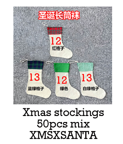 USA Presale_ White Blank Sublimation Polyester Canvas Xmas Hanging Stocking for Presents Decorations_ miki
